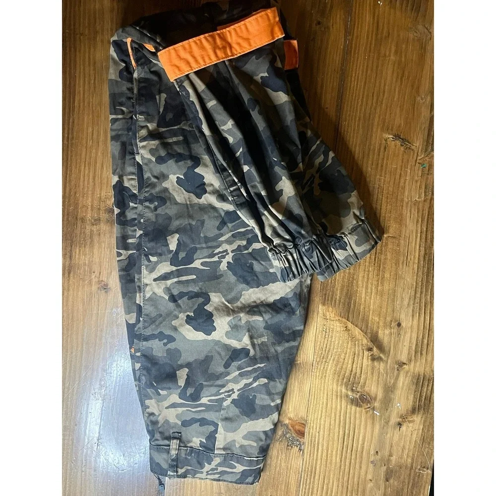 American Bazi Camo Cargo Pants Orange Pocket Zip Detail Jogger Style‎ Size S